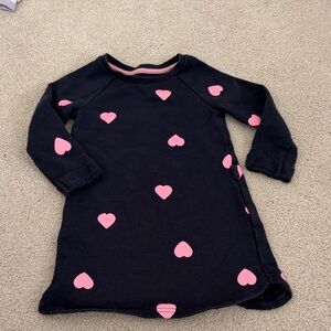 Navy Dress with Pink Heart Pattern